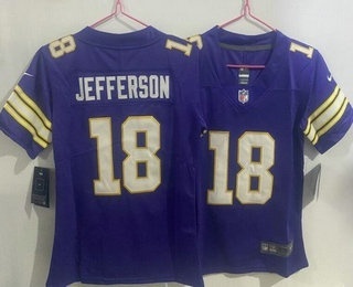 Youth Minnesota Vikings #18 Justin Jefferson Limited Purple Classic Vapor Jersey