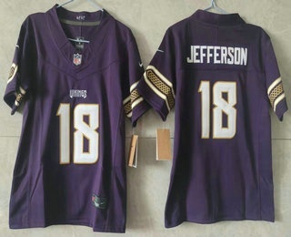 Youth Minnesota Vikings #18 Justin Jefferson Purple 2026 FUSE Rivalries Collection Limited Stitched Jersey