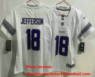 Youth Minnesota Vikings #18 Justin Jefferson White Alternate Vapor Limited Stitched Jersey
