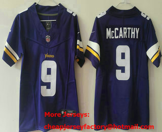 Youth Minnesota Vikings #9 JJ McCarthy Limited Purple FUSE Vapor Jersey