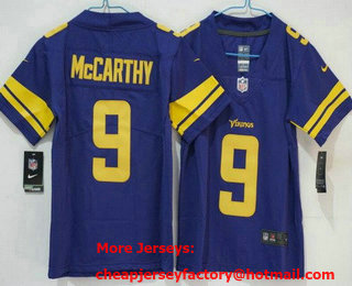 Youth Minnesota Vikings #9 JJ McCarthy Limited Purple Throwback Vapor Jersey
