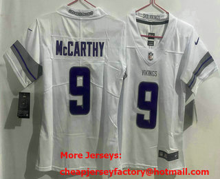 Youth Minnesota Vikings #9 JJ McCarthy White Alternate Vapor Limited Stitched Jersey