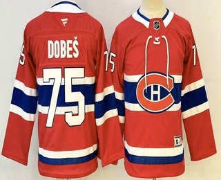 Youth Montreal Canadiens #75 Jakub Dobes Red Authentic Jersey