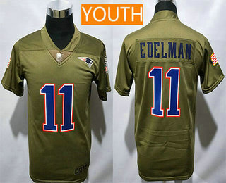 Youth New England Patriots #11 Julian Edelman Olive 2017 Salute To Service Stitched NFL Nike Limited Jersey