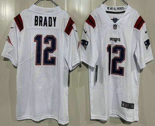 Youth New England Patriots #12 Tom Brady Limited White Vapor Jersey
