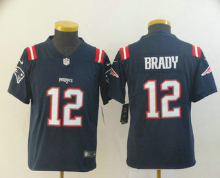 Youth New England Patriots #12 Tom Brady Navy Blue 2016 Color Rush Stitched NFL Nike Limited Jersey