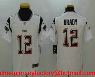 Youth New England Patriots #12 Tom Brady White 2017 Vapor Untouchable Stitched NFL Nike Limited Jersey