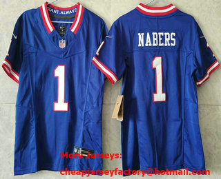 Youth New York Giants #1 Malik Nabers Royal Vapor FUSE Classic Stitched Jersey