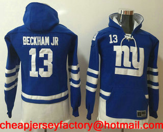 Youth New York Giants #13 Odell Beckham Jr NEW Blue Pocket Stitched NFL Pullover Hoodie