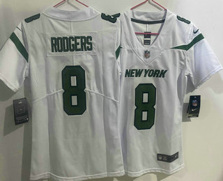 Youth New York Jets #8 Aaron Rodgers White 2023 Vapor Untouchable Stitched Nike Limited Jersey