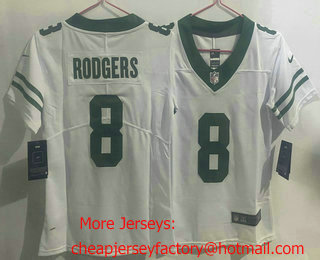 Youth New York Jets #8 Aaron Rodgers White Limited Stitched Throwback Jersey