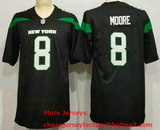 Youth New York Jets #8 Elijah Moore Black 2021 Vapor Untouchable Stitched NFL Nike Limited Jersey