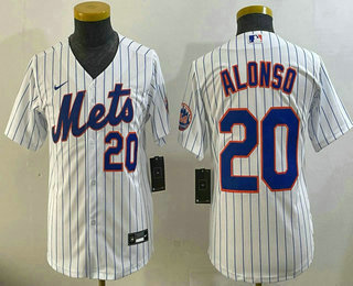 Youth New York Mets #20 Pete Alonso Number White Stitched Cool Base Nike Jersey