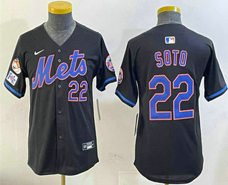 Youth New York Mets #22 Juan Soto Black 2025 Spring Training Alternate Limited Stitched Jersey