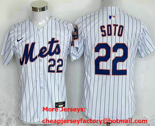 Youth New York Mets #22 Juan Soto Number White Limited Stitched Jersey