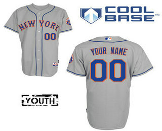 Youth New York Mets Authentic Customized Road Gray Baseball Jersey