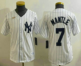 Youth New York Yankees #7 Mickey Mantle White Throwback Stitched Cool Base Nike Jersey