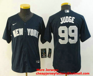 Youth New York Yankees #99 Aaron Judge Navy Blue Stitched MLB Cool Base Nike Jersey