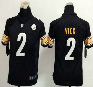 Youth Nike Pittsburgh Steelers #2 Michael Vick Game Black Team Color NFL Jersey