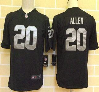 Youth Oakland Raiders #20 Nate Allen Nike Black Game Jersey