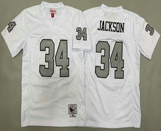 Youth Oakland Raiders #34 Bo Jackson White Silver 1987 Throwback Jersey