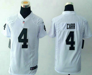 Youth Oakland Raiders #4 Derek Carr Nike White Game Jersey