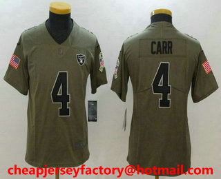 Youth Oakland Raiders #4 Derek Carr Olive 2017 Salute To Service Stitched NFL Nike Limited Jersey