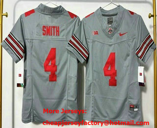 Youth Ohio State Buckeyes #4 Jeremiah Smith Grey FUSE College Stitched Jersey