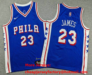 Youth Philadelphia 76ers #23 LeBron James Blue 2026 Icon Edition Stitched Jersey