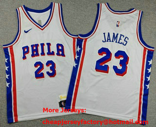 Youth Philadelphia 76ers #23 LeBron James White 2026 Association Edition Stitched Jersey