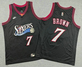 Youth Philadelphia 76ers #7 Jaylen Brown Black 2026 Classic Edition Stitched Jersey