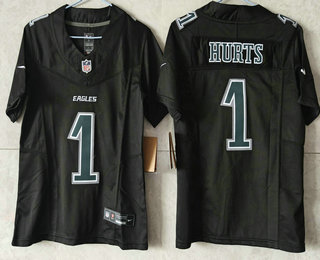 Youth Philadelphia Eagles #1 Jalen Hurts Limited Black Fashion Vapor Jersey