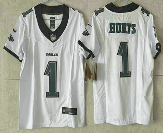 Youth Philadelphia Eagles #1 Jalen Hurts White FUSE Vapor Limited Stitched Jersey
