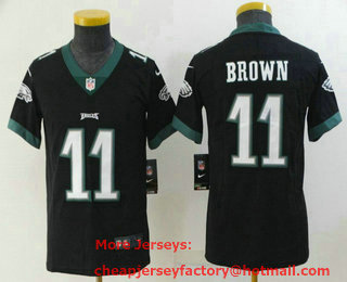 Youth Philadelphia Eagles #11 AJ Brown Black 2022 Vapor Untouchable Stitched NFL Nike Limited Jersey