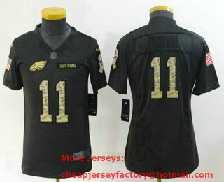 Youth Philadelphia Eagles #11 AJ Brown Black Anthracite 2022 Salute To Service Stitched NFL Nike Limited Jersey