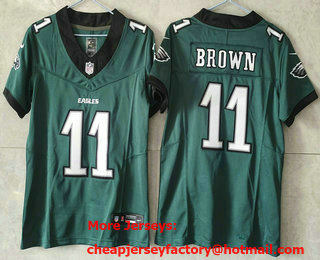 Youth Philadelphia Eagles #11 AJ Brown Limited Midnight Green New Logo FUSE Vapor Jersey