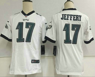 Youth Philadelphia Eagles #17 Alshon Jeffery White Road Stitched NFL Nike Game Jersey