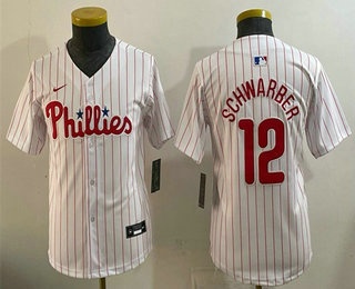 Youth Philadelphia Phillies #12 Kyle Schwarber White Limited Stitched Jersey