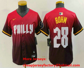 Youth Philadelphia Phillies #28 Alec Bohm Red 2024 City Connect Limited Jersey