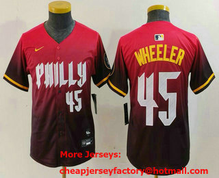 Youth Philadelphia Phillies #45 Zack Wheeler Number Red 2024 City Connect Limited Jersey