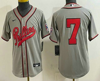 Youth Philadelphia Phillies #7 Trea Turner Gray 2026 Field of Dreams Stadium Stitched Baseball Jersey