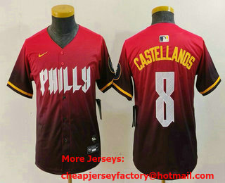 Youth Philadelphia Phillies #8 Nick Castellanos Red Red 2024 City Connect Limited Jersey