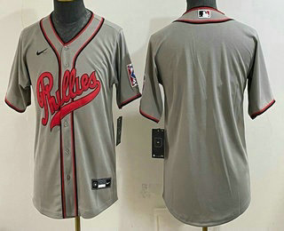 Youth Philadelphia Phillies Blank Gray 2026 Field of Dreams Stadium Stitched Baseball Jersey