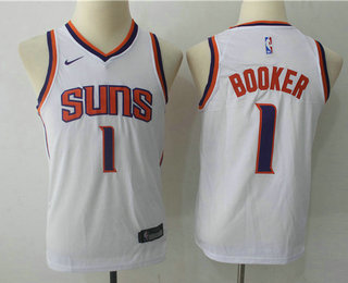 Youth Phoenix Suns #1 Devin Booker White 2017-2018 Nike Swingman Stitched NBA Jersey