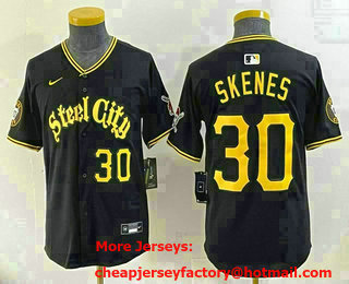 Youth Pittsburgh Pirates #30 Paul Skenes Number Black City Stitched Limited Jersey