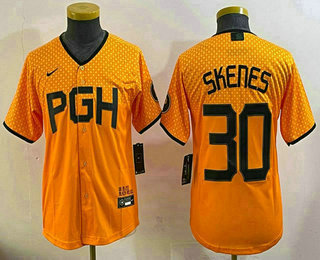 Youth Pittsburgh Pirates #30 Paul Skenes Yellow 2023 City Connect Stitched Jersey