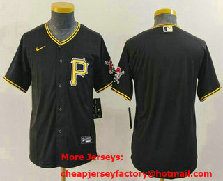 Youth Pittsburgh Pirates Blank Black Stitched Cool Base Nike Jersey