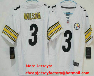 Youth Pittsburgh Steelers #3 Russell Wilson Limited White Vapor Jersey