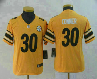 Youth Pittsburgh Steelers #30 James Conner Gold 2019 Inverted Legend Stitched NFL Nike Limited Jersey