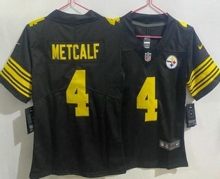 Youth Pittsburgh Steelers #4 DK Metcalf Limited Black Throwback Vapor Jersey